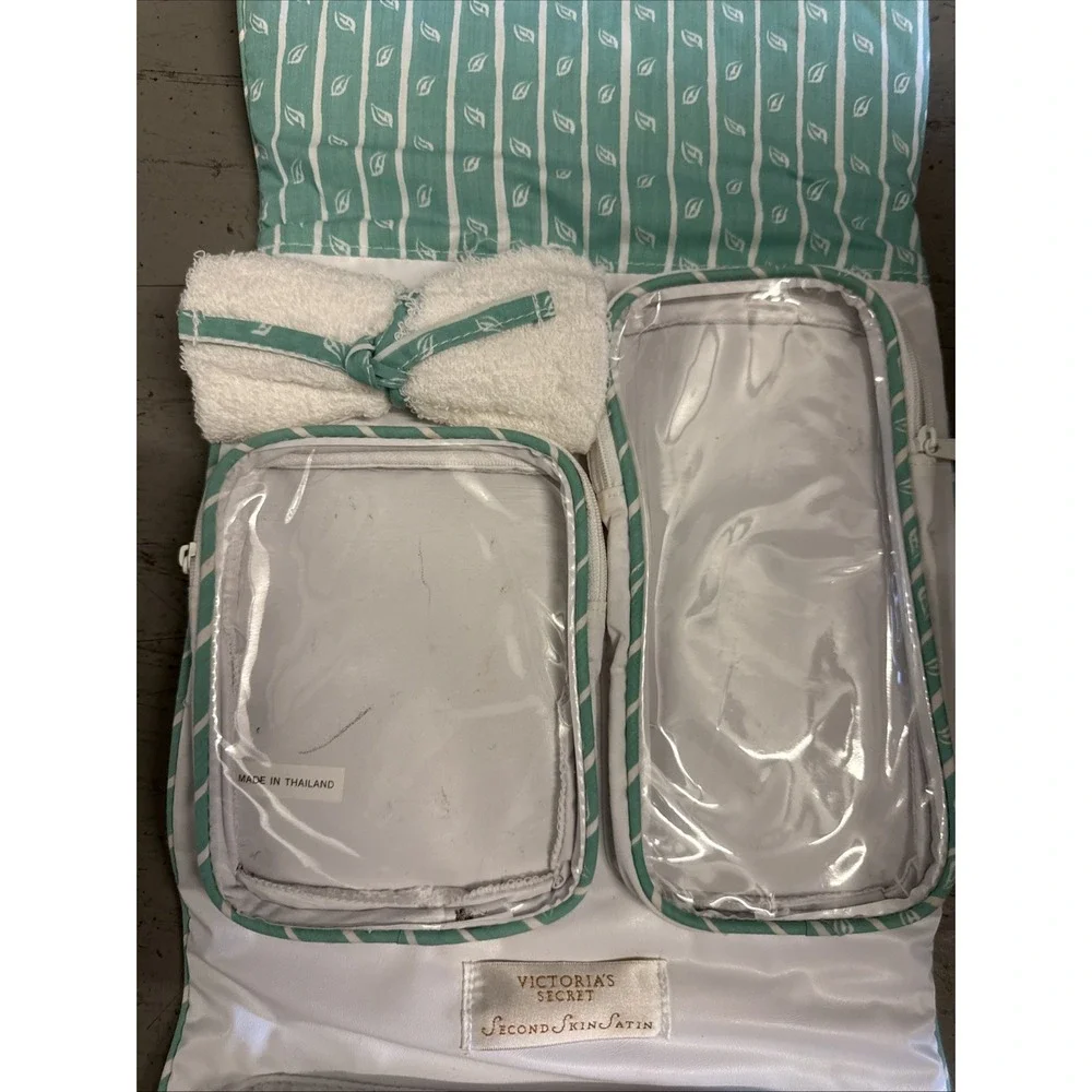 Victoria Secret TRAVEL TOILETRY BAG second skin satin gold tag vintage‎